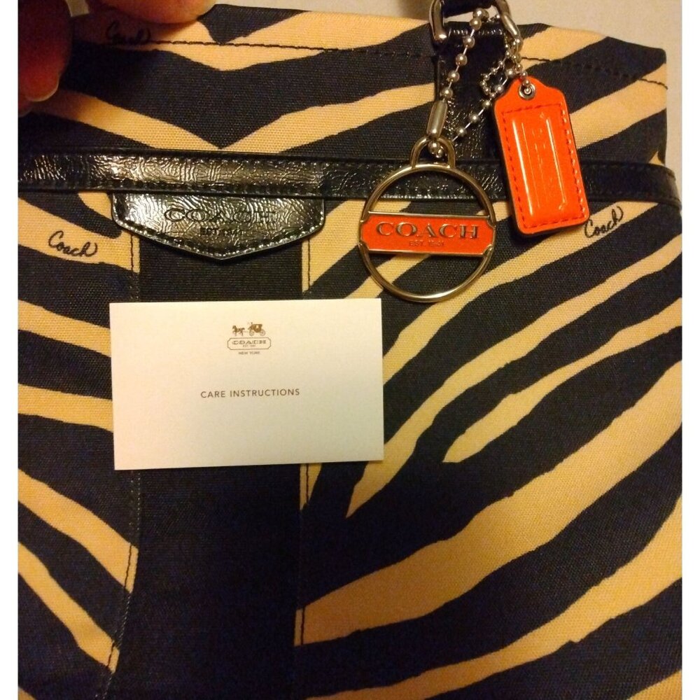 Coach Zebra Print Canvas Tote Purse K1380-F23283 Black and Tan - Picture 6 of 13